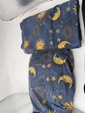 Vintage Celestial Sun Moon Stars 90's Y2K fitted sheet and flat sheet twin size.
